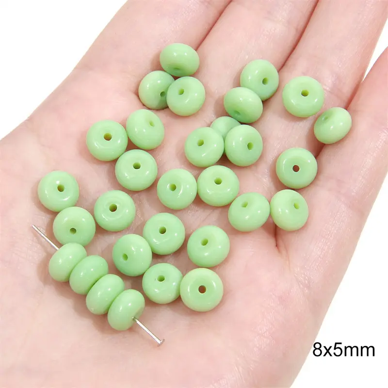 Solid color abacus beads, size 8x5 mm, light green
