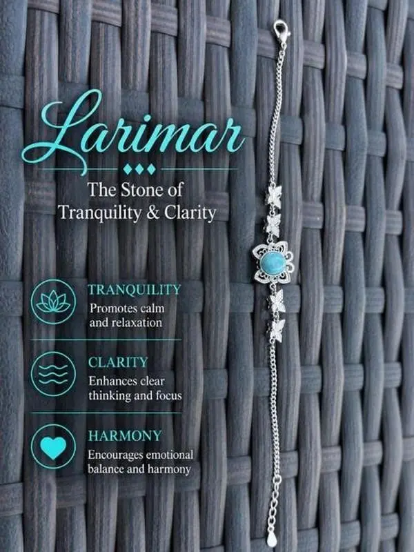 Larimar stainless steel butterfly bracelet