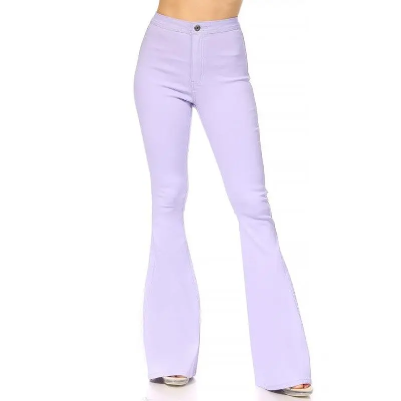 High Waist Disco Bell Bottom Pants Lavender