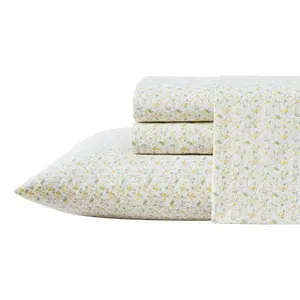 Laura Ashley Evie Yellow Cotton Twin Sheet Set