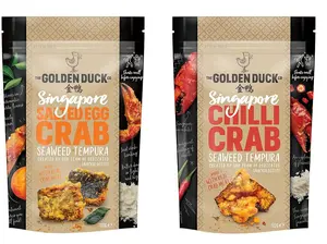 Golden Duck Gourmet Singapore Chili Crab Seaweed Tempura & Salted Egg Crab Seaweed Tempura - Pack of 2 Snack