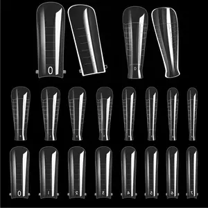 Makartt 72pcs Dual Forms - Square Coffin Clear Nail Molds for Poly Gel and Hard Gel Extensions, Full Cover Acrylic Nail Forms with Scale for Nail Art