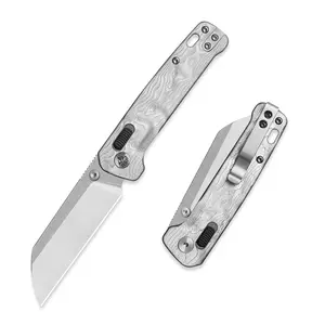 QSP Penguin Glyde Folding Pocket Knife, 3.06" 14C28N Blade EDC Knife, Glyde Lock, Ceramic Ball Bearings, Reversible SS Deep Carry Clip, G10 with Aluminium Foil Handle