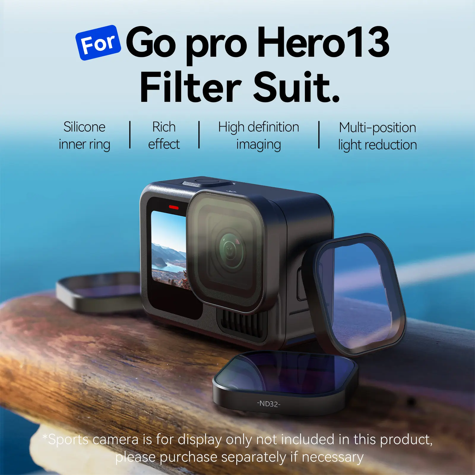 TELESIN 4-Pack ND Filter Kit for GoPro Hero 13 Black, CPL ND8 ND16 ND32 Lens Filters, Cinema-Grade Motion Blur & Glare Reduction, GoPro 13 Accessories