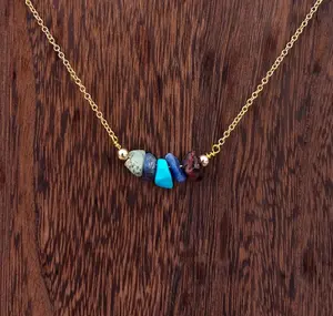 Handmade SAGITTARIUS Custom Crystal Chip Necklace | Healing Crystal Astrology/Zodiac Necklace | Silver & Gold Chain Dainty Gemstone Jewelry