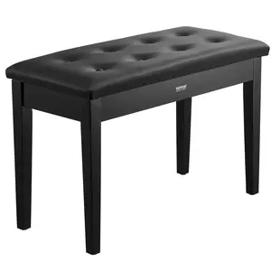 VEVOR Piano Bench, 29.5" x 14" x 19", Duet Keyboard Piano Chair with High-Density Padded Cushion, Storage Compartment for Music Books, Wooden Piano Bookcase Stool Seat, for Vanity and Living Room