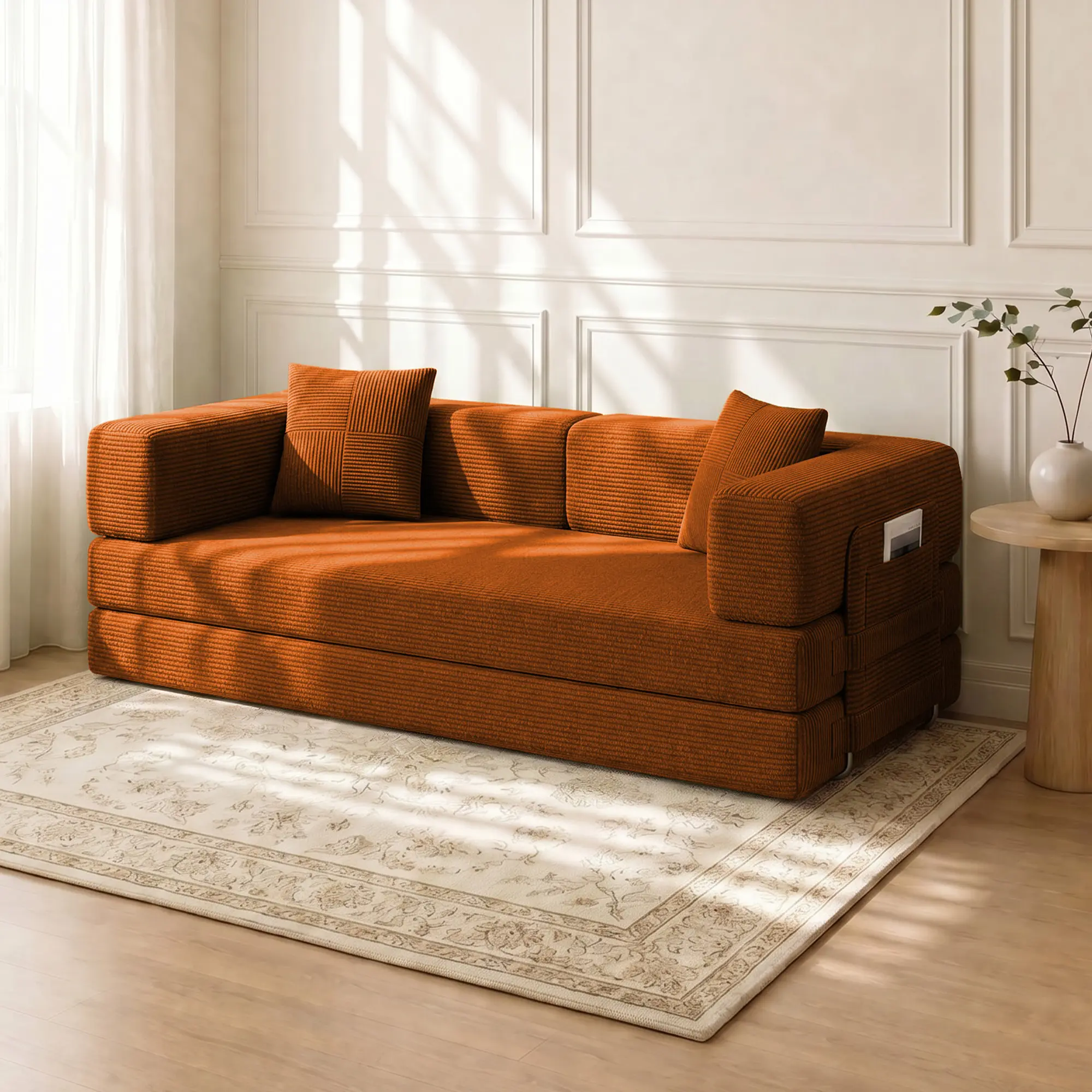 Modular Convertible Corduroy Boneless Compression Sofa