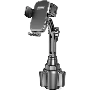 Cup Holder Phone Mount, [No Shaking & Height-Adjustable Pole] Cup Phone Holder for Car, Cell Phone Cradle for iPhone iPhone14, Samsung and More Smart Phone(Black)