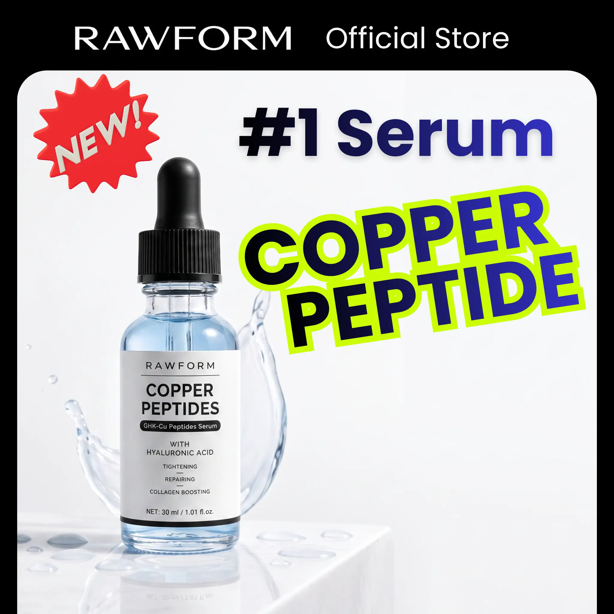 Ghk Cu Peptide Serum - Copper Peptide Serum for Tightening, Collagen Boosting & Hydrating - Topical Ghk Cu
