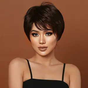 8 Inches Short Black Wigs Pixie Cut Wigs for Women Daily or Cosplay Use LC2020-1