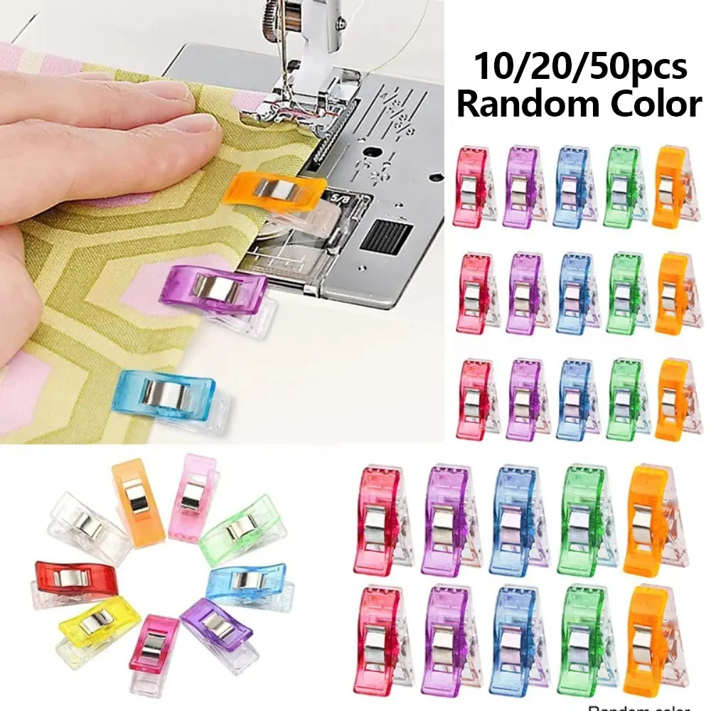 10/20/50pcs Random Color Sewing Clips, Colorful Multipurpose Crafting Plastic Craft Clips, Crocheting Knitting Safety Clothing Clips, Paper Binding Clips, Fastener Clip, Sewing Tools
