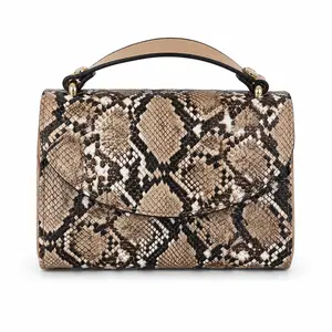 Elegant Snake Print Women'S Tote Bag,Perfect for Daily Use and Special Occasions, Small Handbag, Zipper Closure, Edge Paint Detail
