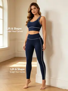Women's Solid Color Vest & High Waist Leggings Sports Set Breathable Comfortable Active Wear for Yoga Gym Workout Running Daily Casual Use All Seasons Fabric Love Soft Top Pants - Womenswear, Clothes