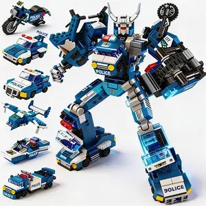 690pcs Police Mech Building Block Toy Set, Educational Construction Kit for Kids, Durable Plastic Blocks for Creative Playtime