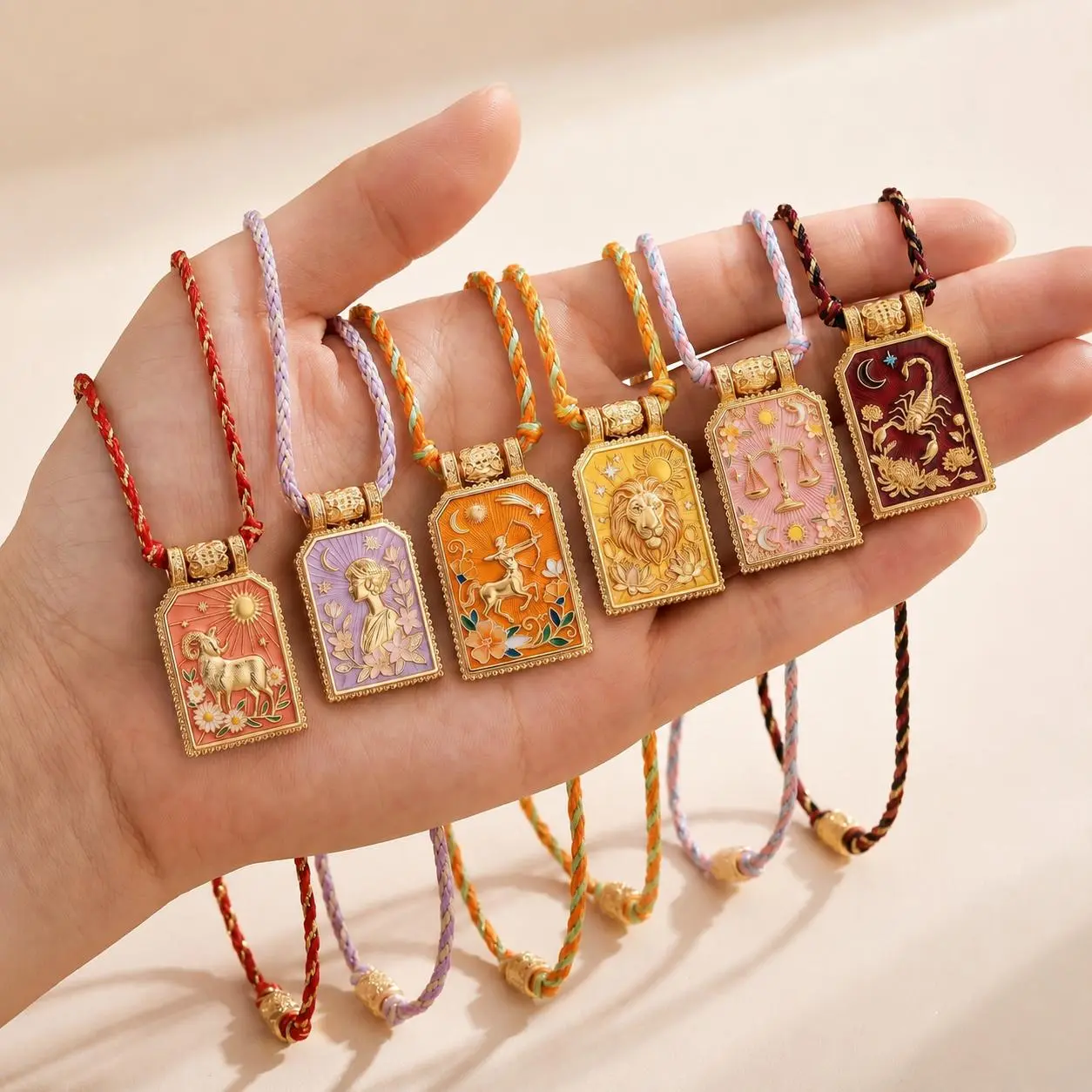 Vintage 12 Constellation Necklaces for Women, Colorful Zodiac Birthstone Necklace Gifts