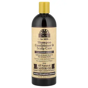 Okay Pure Naturals For Men, Shampoo Conditioner & Scalp Care, 3-in-1 Hair & Beard, 16 oz (473 ml)