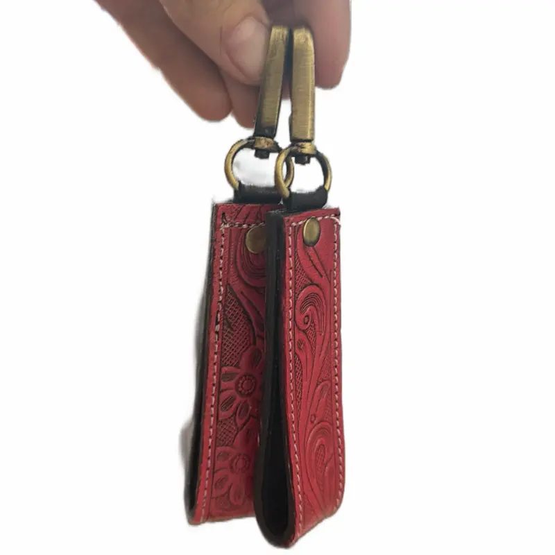 Pink tooled mini key fob