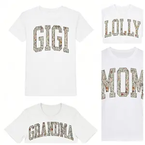 Retro Boho Floral Mama Grandma T-Shirt - Vintage Wildflower Letter Crewneck, Ideal Mother's Day Gift for Nana, Gigi, Mimi, Auntie, Meme, Mommy, Nene, Lola, Honey PLK0121