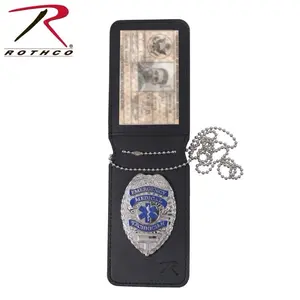Rothco Universal Leather Badge & ID Holder - 33 Inch Detachable Chain