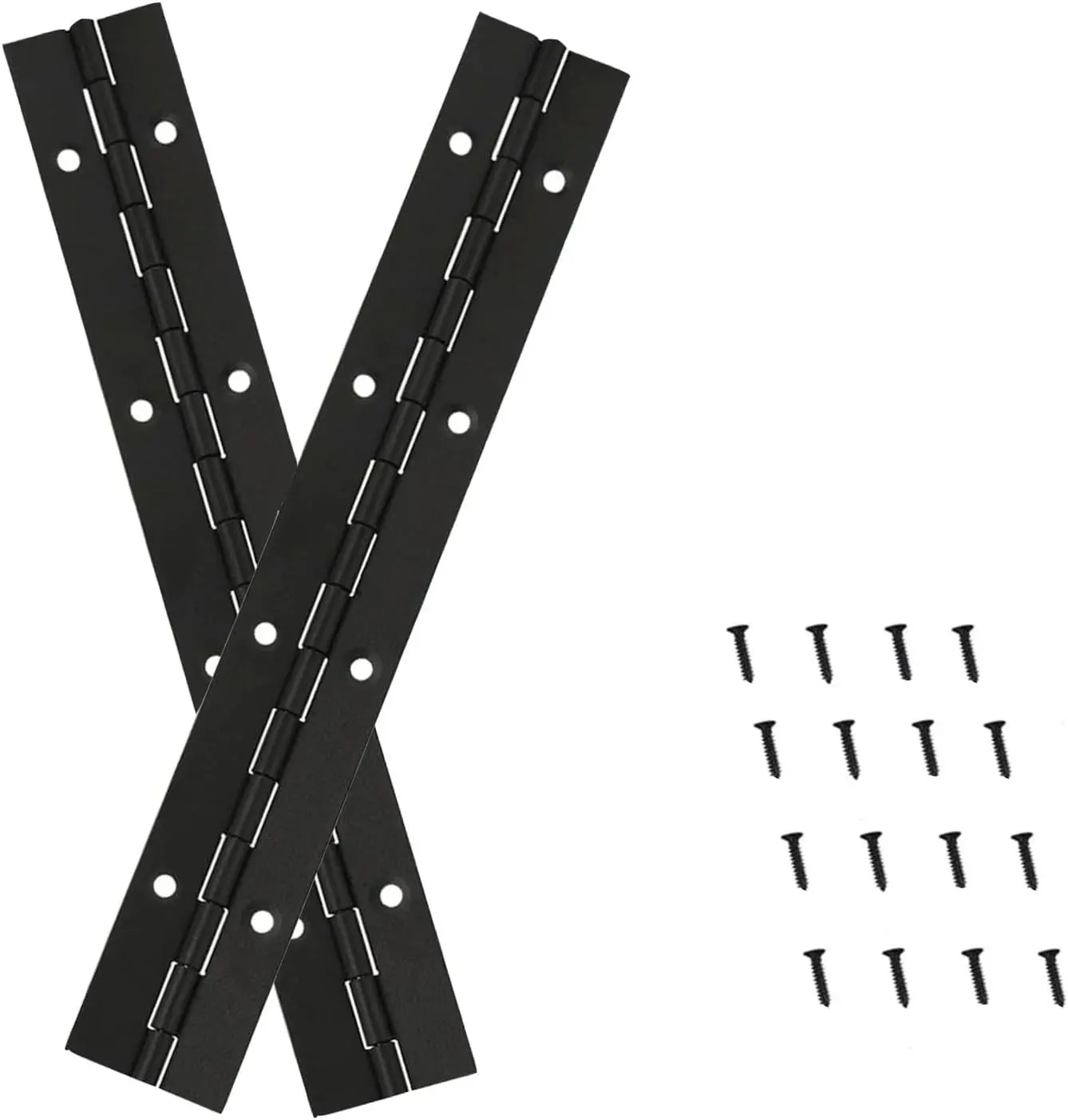 2PCS Heavy Duty Piano Hinge,8-Inch 304 Black Continuous & Piano Hinges,0.05" Thickness,1.2" Open Width, Ideal for Folding Cabinet Doors, Black Stainless Furniture Hinges Includes 16pcs Screws