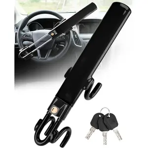 Steering Wheel Lock Anti-Theft Car Device Heavy Duty Security Car Lock Antitheft Locking Devices Great Deterrent Adjustable Car Wheel Lock Anti Theft for Vehicle Truck with 3 Keys(Black)