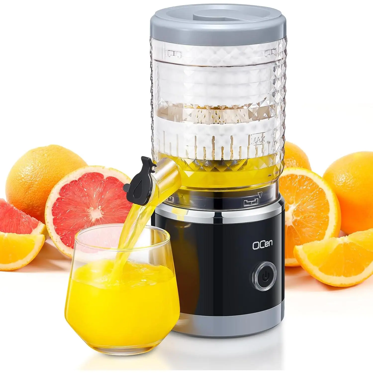 Automatic Electric Citrus Juicer, Black High-Yield Squeezer with Cleaning Brush, Hands-Free Centrifugal Juicer, Hands-Free Centrifugal Juicers