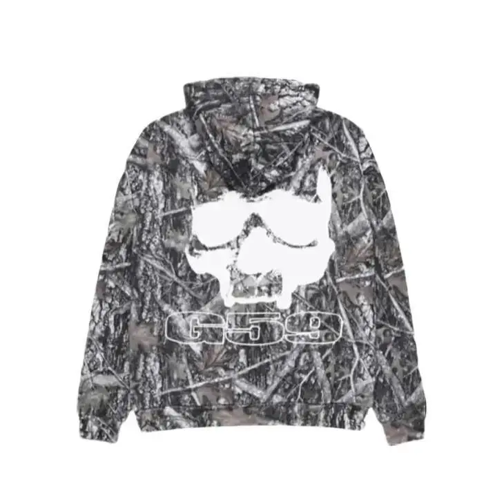 Unisex G59 Skull Camo Graphic Hoodie for Men & Women – Outdoor Streetwear Hoodie, Everyday Casual Application, Soft Cozy Fabric, Adjustable Drawstring Hood, Large Back Skull Print, Durable Fade-Resistant Print