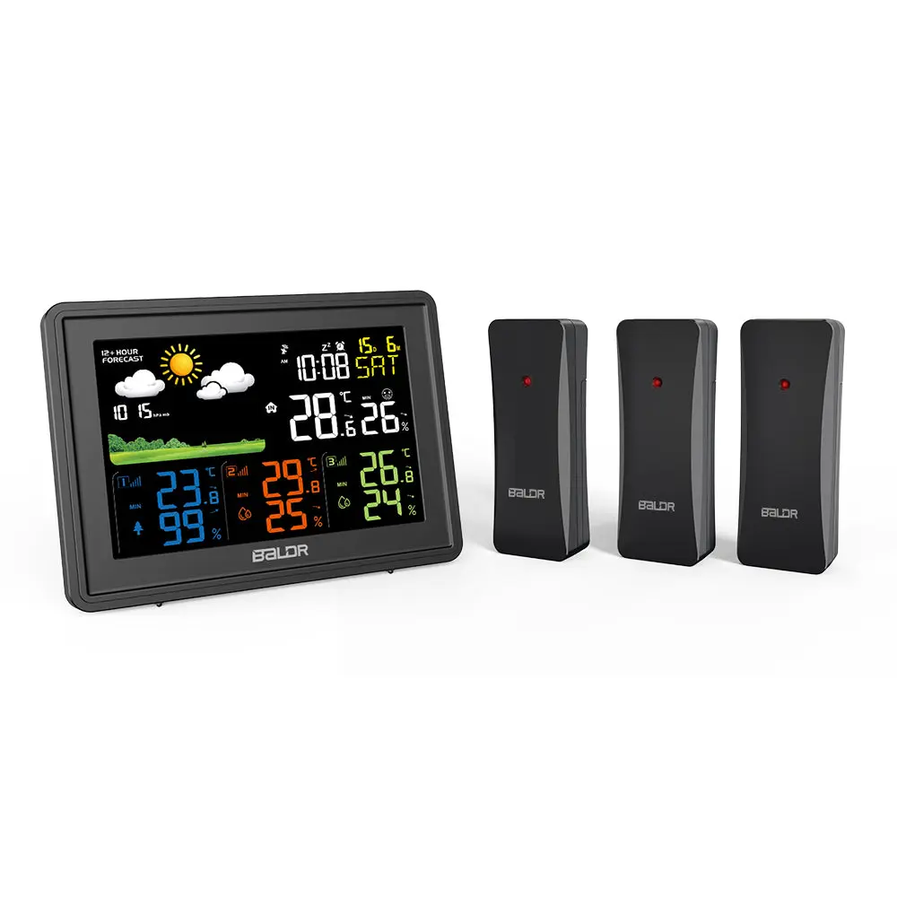 BALDR  Wireless Weather Station with 3 Remote Sensors – Indoor & Outdoor Temperature Monitor