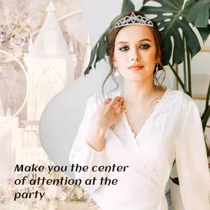 Set Of 8 Silvery Sparkly Glitter Rhinestone Crown Headbands | Wedding Prom Birthday Party Princess Hair Crown Clasps Accessories for Women