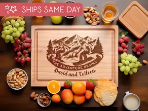Engraved Personalized Snow Boarding Cutting Board, Unique Christmas Gift, Mountain Charcuterie Board, Snowboard Gift, Lodge Cabin Decor