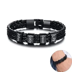 [Engraving(S1)]Father's Day Gift Personalized Name Braided Bracelet for