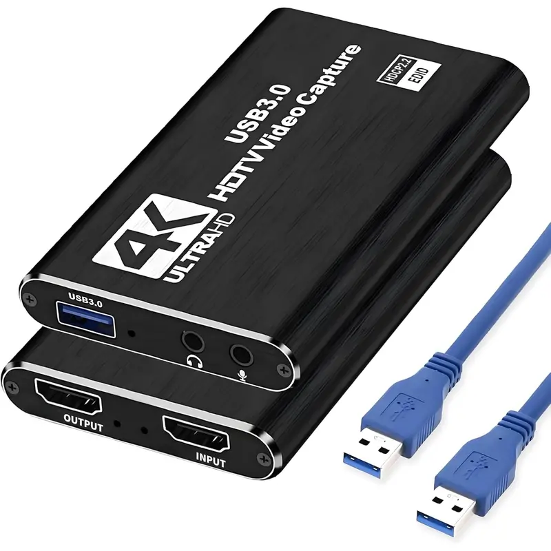 ACHAVE 4K HDMI Video Capture Card - 1080P 60FPS HDMI to USB 3.0 Plug-and-Play Device with Support Mic-In Port, Compatible with Nintendo Switch, Windows PC, Camera, DSLR, Xbox, PS4, PS5, OBS, DVD, Set Top Box for Gamers