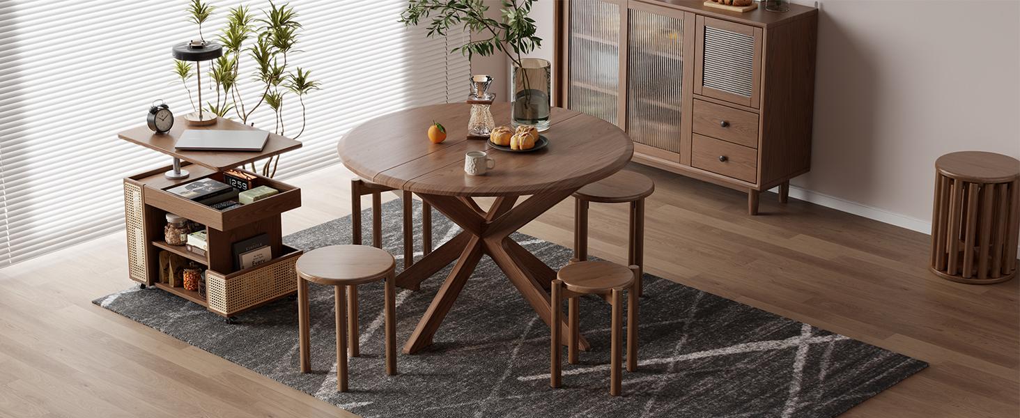 【HOT】Solid Wood Stackable Stools Set of 4,Wooden Stool,Sturdy and Durable,No Installation Required,Top Stackable Round Stools for Kitchen Island,Dining Room,Bedroom,Living Room, Space Saving