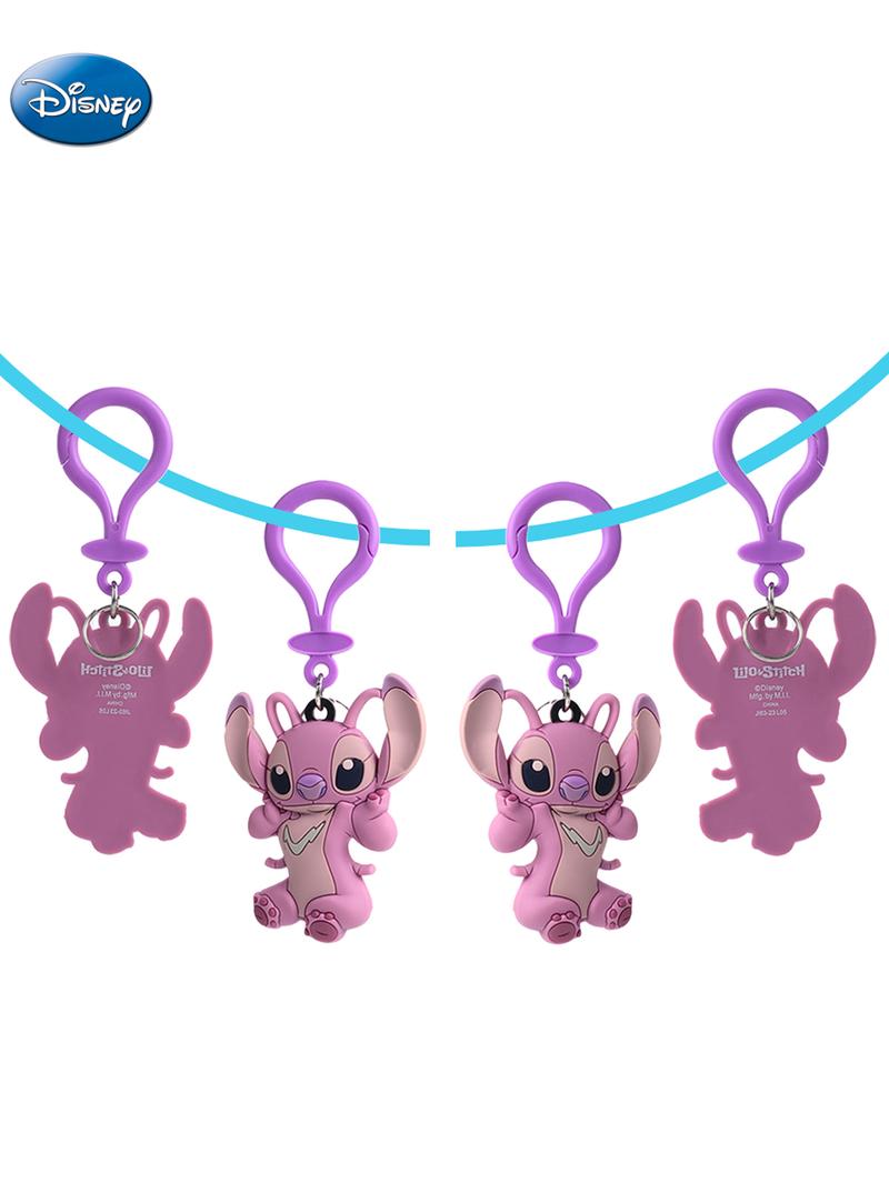 Disney Angel PVC Keychain 1PC Official License Cute Animal Bag Clip Charms Anime Figure Collector Keyring Backpack Decor Durable PVC Soft Rubber Gift