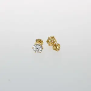Yellow Silver 7mm Moissanite Studs - Elegant Yellow Design Earrings