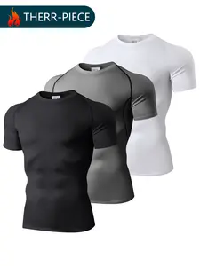 3pcs Compression Shirts Men Short Sleeve Athletic Moisture Wicking Base-Layer Undershirt Gear T-Shirt for Sports Workout