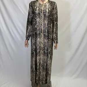 Snake skin abaya with pockets and rhinestones