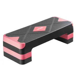 【FathersDayGift】VEVOR Aerobic Exercise Step Platform, 28-Inch Workout Aerobic Stepper, Height Adjustable Fitness Training Step Deck Trainer with 4 Risers, Non-Slip Surface Bench for Home Gym Cardio Strength, Red