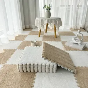 40-Piece Plush Patchwork Rug Set, Washable Square Floor Mats, Soft and Cozy Carpet Tiles, Ideal for Home Decor and Living Room, Home Decorative Rugs