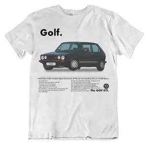 Vintage Car Graphic Volkswagen Golf Mk1 GTI T-Shirt Cotton Unisex Tee Fabric Fit
