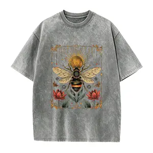 Celestial Bee Mystical T-Shirt, Vintage Floral Sun Graphic Tee