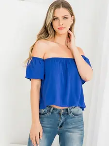 Women's Off Shoulder Royal Crop Top