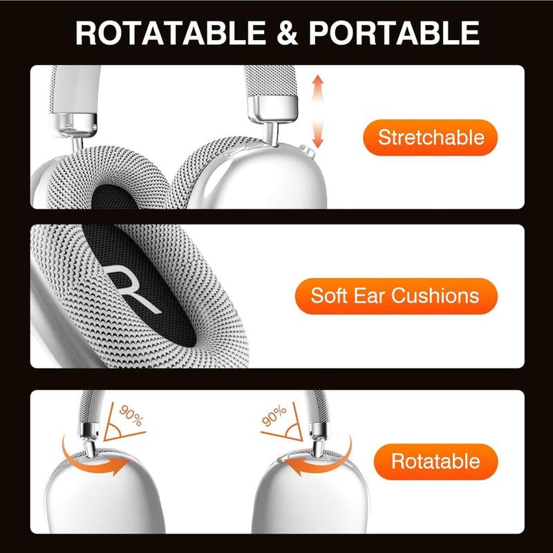 Wireless Over Ear Headphones,Noise Canceling Bluetooth Headphones with Microphone 48H Playtime HiFi Stereo Lightweight Soft Earpads Headset Deep Bass Android iOS Compatibility for Home Travel Office
