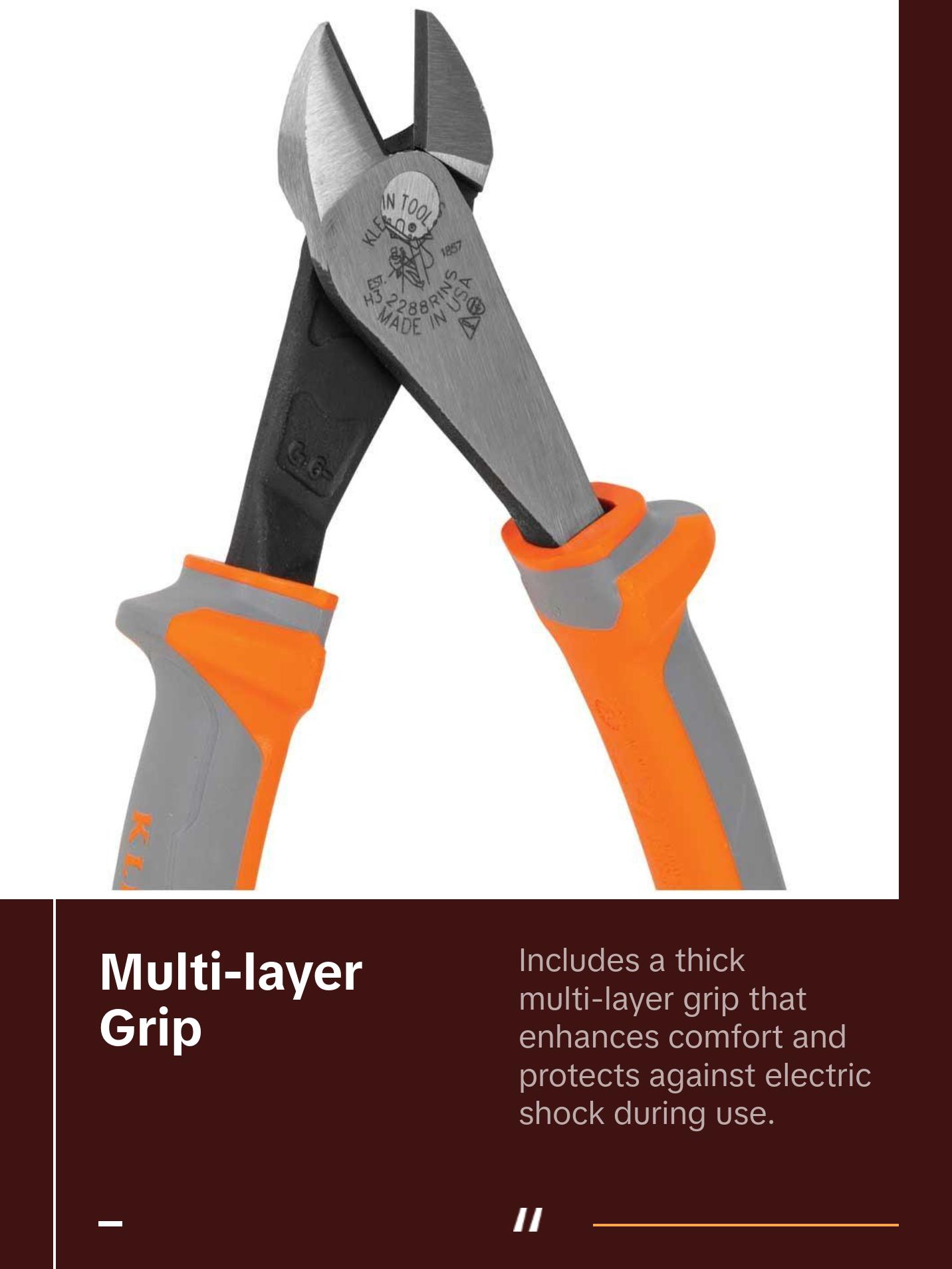 Klein Tools 2288RINS Diagonal Cutting Pliers, Insulated, High Leverage, 8-Inch