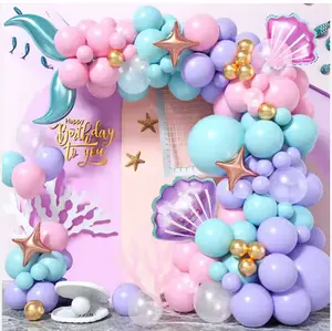 Mermaid Balloon Garland Kit 96 pcs with Shell Foil Balloons & Mermaid Tail Designs for Enchanting Arch Party Supplies Perfect for Mermaid Birthday Party Decorations