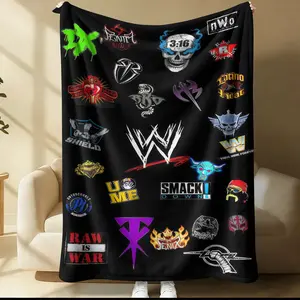 WWE themed bedding sets, hot blooded style Soft flannel blankets Nap Blanket,Lap Blanket,Throw Blanket for wrestling events, event names such as "SMACK DOWN" and "RAW IS WAR"