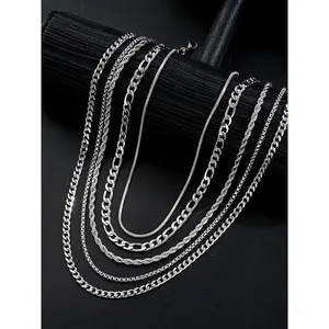 Men’s stainless steel rope chain Cuban chain necklace; casual street hip-hop Cuban chain necklace; autumn festival party punk-style Cuban chain jewelry; everyday outfit accessory; fashionable, exquisitely coordinated jewelry; autumnGARMENTARY