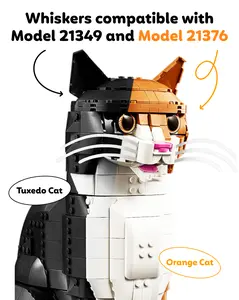 Custom 3D-Printed Whiskers for LEGO Tuxedo or Orange Cat - Cat Not Included!