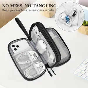 FYY Electronic Organizer, Travel Cable Organizer Bag Pouch Accessories Carry Case Portable Waterproof Double Layers All-in-One Storage for Cable, Cord, Charger, Phone, Earphone Navy