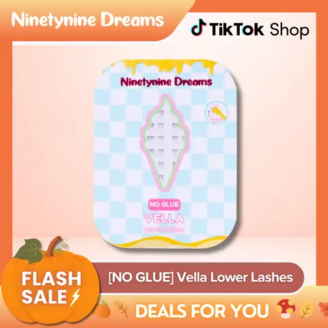 Ninetynine Dreams [NO GLUE] Vella Lower Lashes | Self-Adhesive Pre-Glued Press-On Bottom Lashes, Airy Soft Natural Lower False Eyelashes, Lightweight Wispy Lower Lashes, Beginner Friendly Self Stick Synthetic Lower Lashes for Everyday Makeup